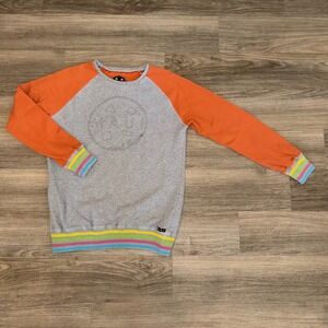 Maui and Sons Colorblock Raglan Sweatshirt Rainbow Trim Retro Surf Large